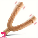 7.63in Double Heads Vibrating Silicone Soft Auto Dildo With Rose Sucker