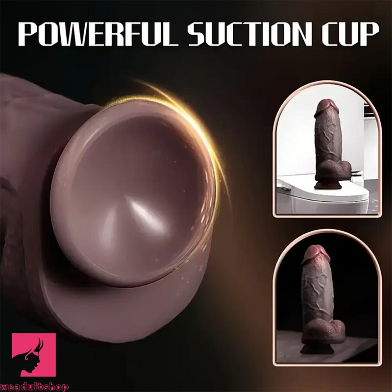 8.3in Realistic Silicone Soft Big Thick Fat Flesh Ebony Skin Dildo