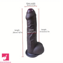 7.87in Ebony Real Uncut Silicone Soft G Spot Dildo For Hands-Free