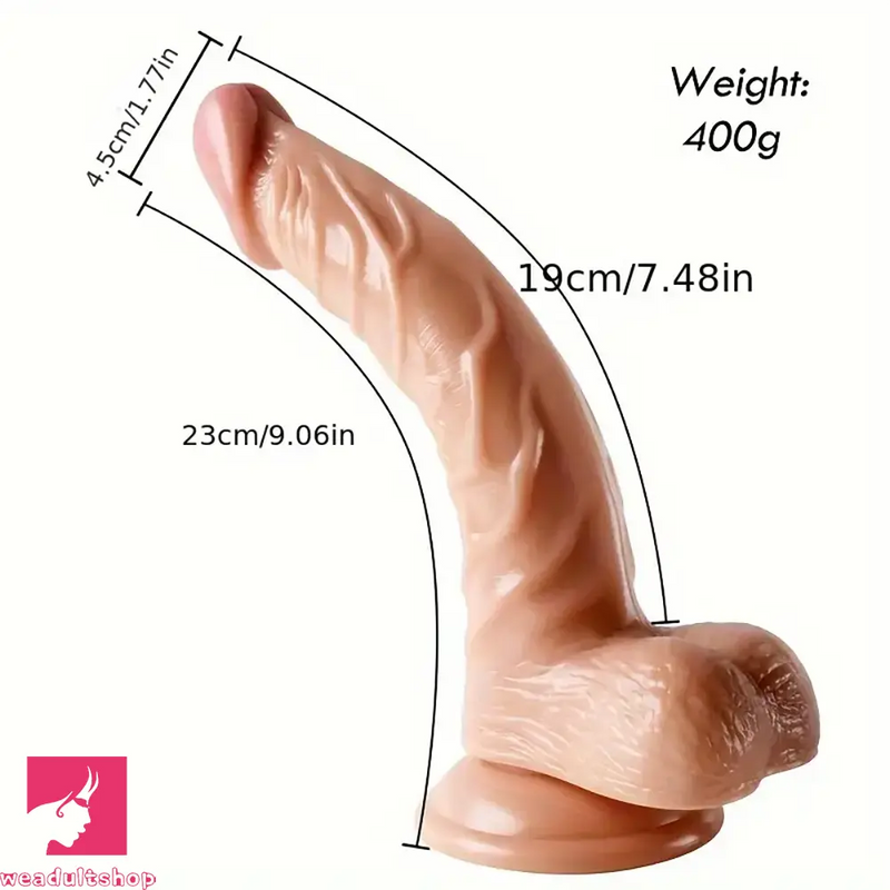 9.06in Curved Big Real Dildo With Suction Cup G-spot Anal Sex Toy