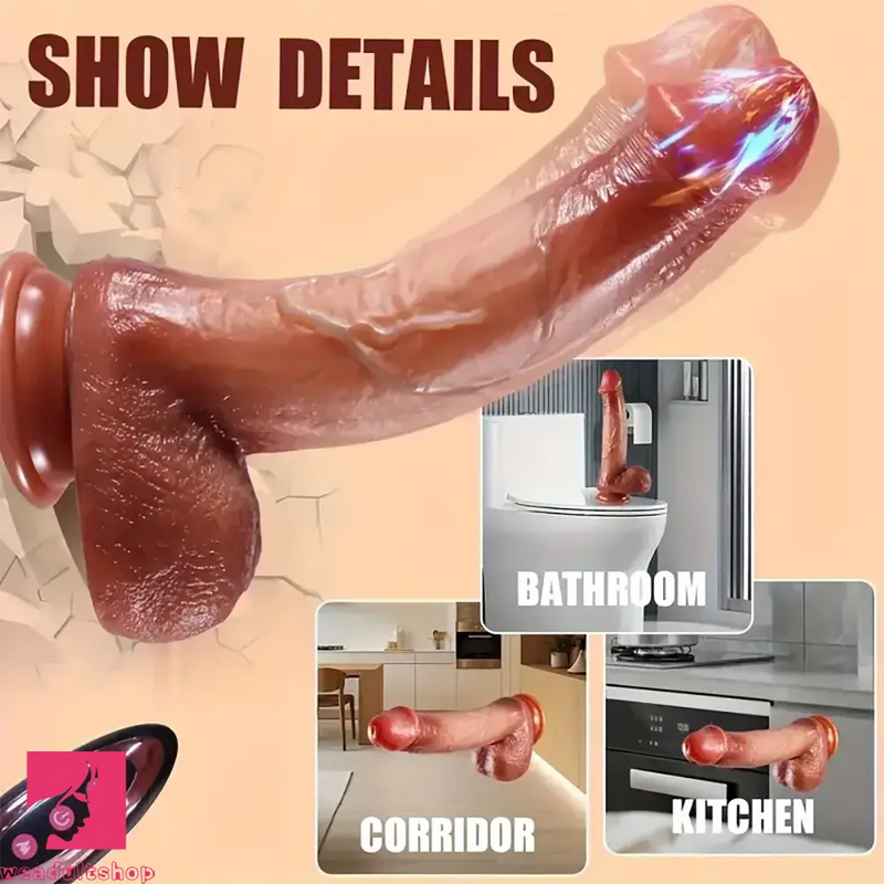 8.66in 4in1 Vibrating Heating Thrusting Rotation Lifelike Big Dildo