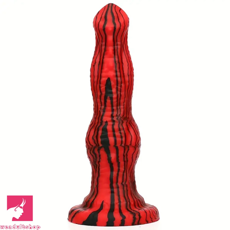 9.05in Silicone Soft Red Black Big Knot Dildo For Prostate Stimulation