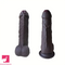 7.87in Ebony Real Uncut Silicone Soft G Spot Dildo For Hands-Free