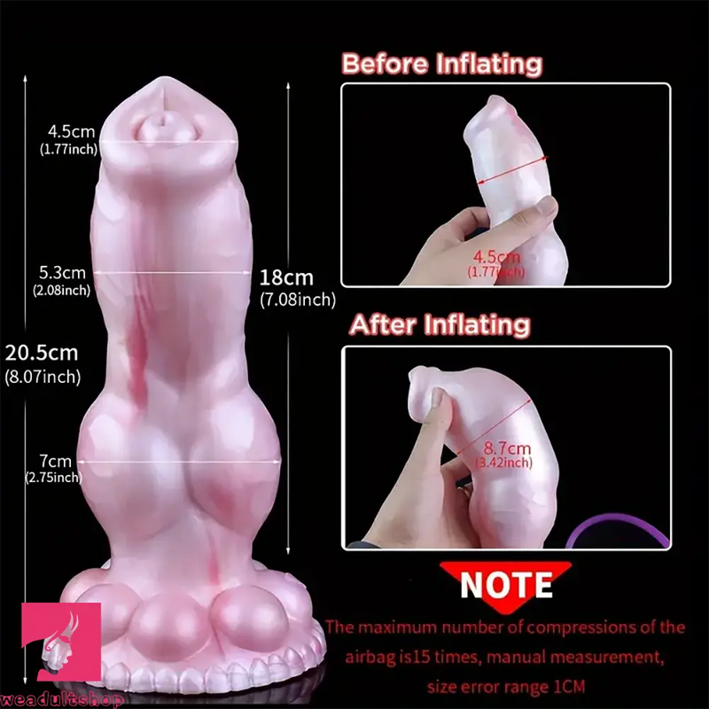 8.07in Fantasy Big Dog Knot Dildo Inflatable Women Men Adult Sex