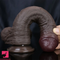 8.07in 10.23in Realistic Soft Silicone Anal Ebony Uncut Cock Dildo