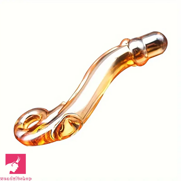 7.1in Handcrafted Glass Curved Anal Dildo For Couples Sex Women