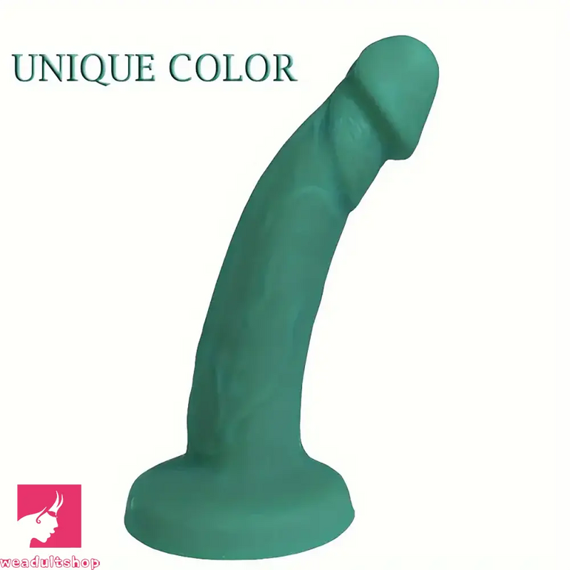 6.49in Soft Silicone Green Curved Shaft Real Dildo For G-Spot Stroker