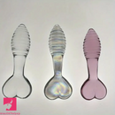 5.11in Glass Spiral Sharp Head Dildo With Heart Base Love Adult Toy