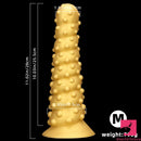 7.48in 11.02in 15in Soft Gold Silicone Spiral Spiked Big Butt Plug Dildo