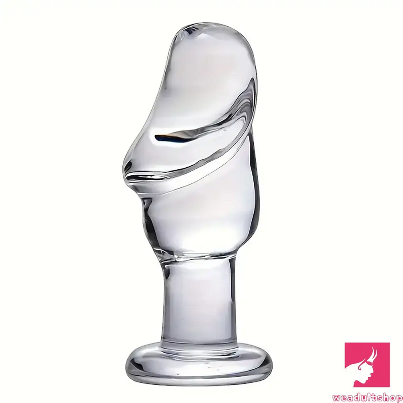 4.63in Clear Elegant Glass Crystal Dildo For Women Men With Base