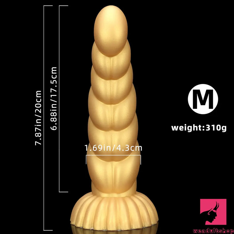 5.51in 7.87in 10.23in Gold Silicone Soft Fantasy Dildo For Anal Sex