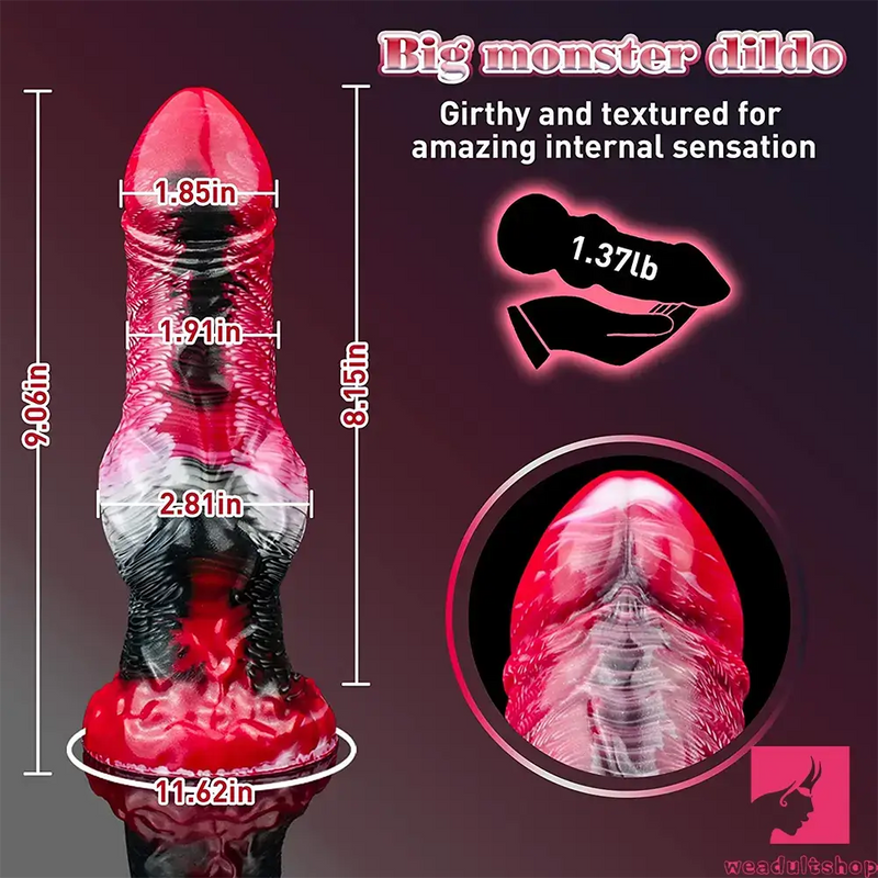 9.06in Silicone Soft Fantasy Big Wolf Knot Dildo With Big Sucker