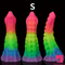 6.34in 8.66in Silicone Soft Rainbow Penis Tentacle Luminous Dildo