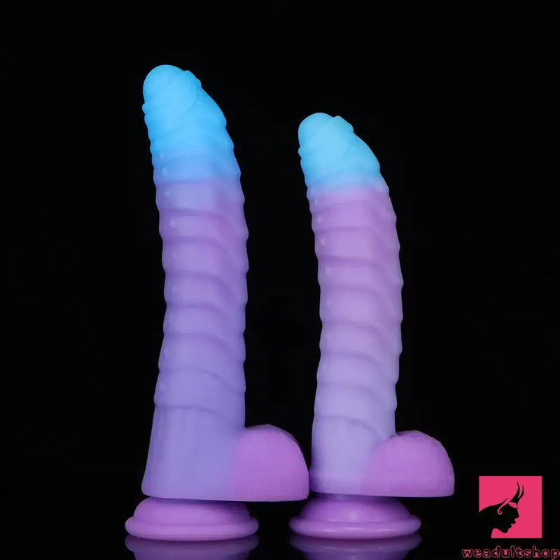 8.15in 9.06in Mixed Color Silicone Gradient Big Soft Odd Dildo Adult Toy