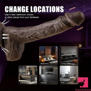 8.7in Ebony 4in1 Heating Thrusting Vibrating Rotation Remote Control Dildo