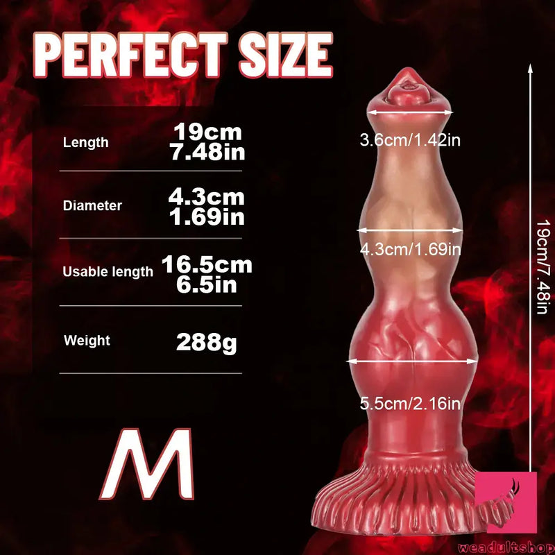 6.69in 7.48in 9.06in Silicone Fantasy Animal Dog Soft Cock Dildo