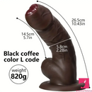 6.29in 8.26in 10.43in XML Ebony Silicone Soft Real Coffee Dildo For Love