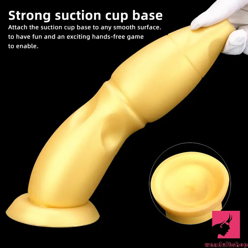 9.84in Gold Soft Liquid Big Silicone Butt Plug Dildo For Women Men