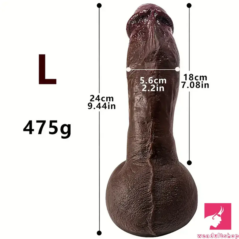 8.07in 8.66in 9.44in Ebony Silicone Soft Real Big Dildo For Pleasure