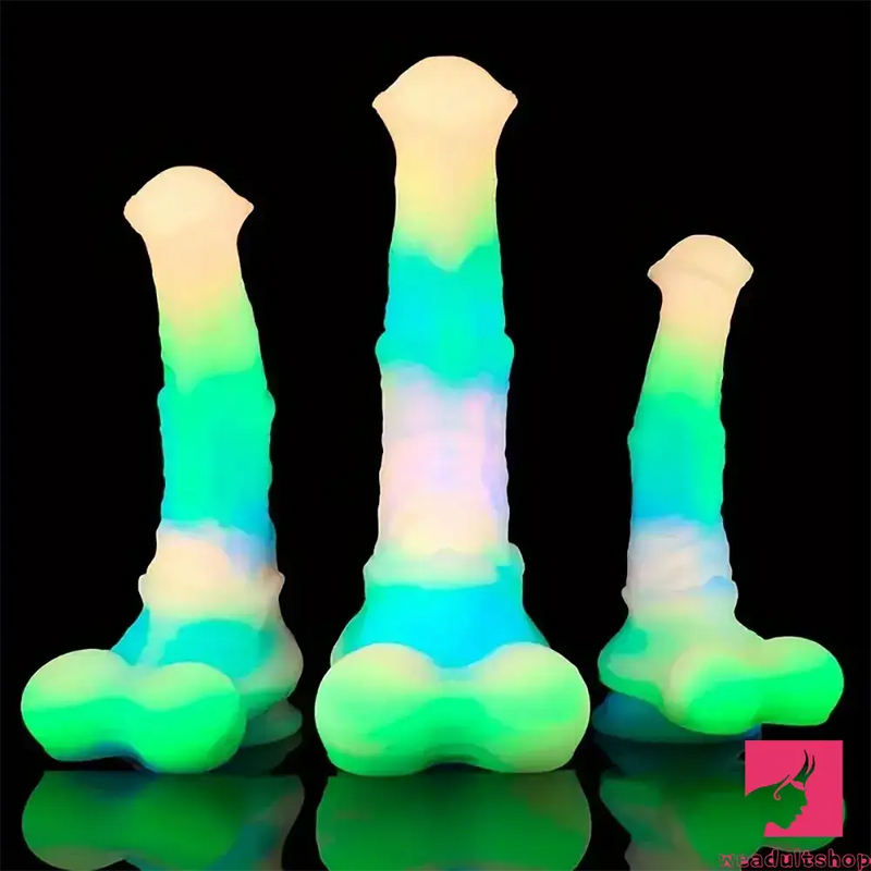 9.65in 11.02in 12.6in Rainbow Luminous Large Horse Silicone Real Dildo