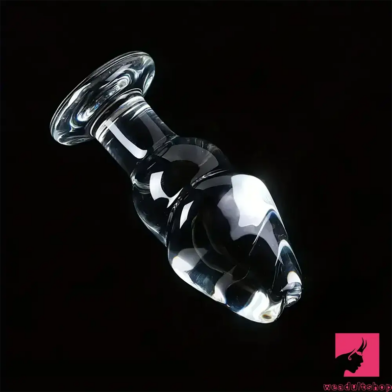 4.63in Clear Elegant Glass Crystal Dildo For Women Men With Base