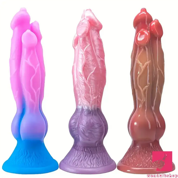 9.44in Colorful Silicone Flexible Fantasy Dog Dildo For BDSM Anal Sex