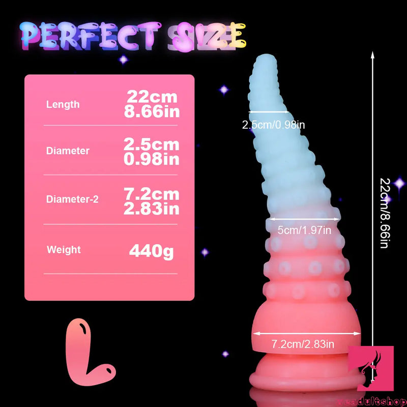 6.42in 7.48in 8.66in Fluorescent Octopus Tentacle Soft Dildo For Couple Sex