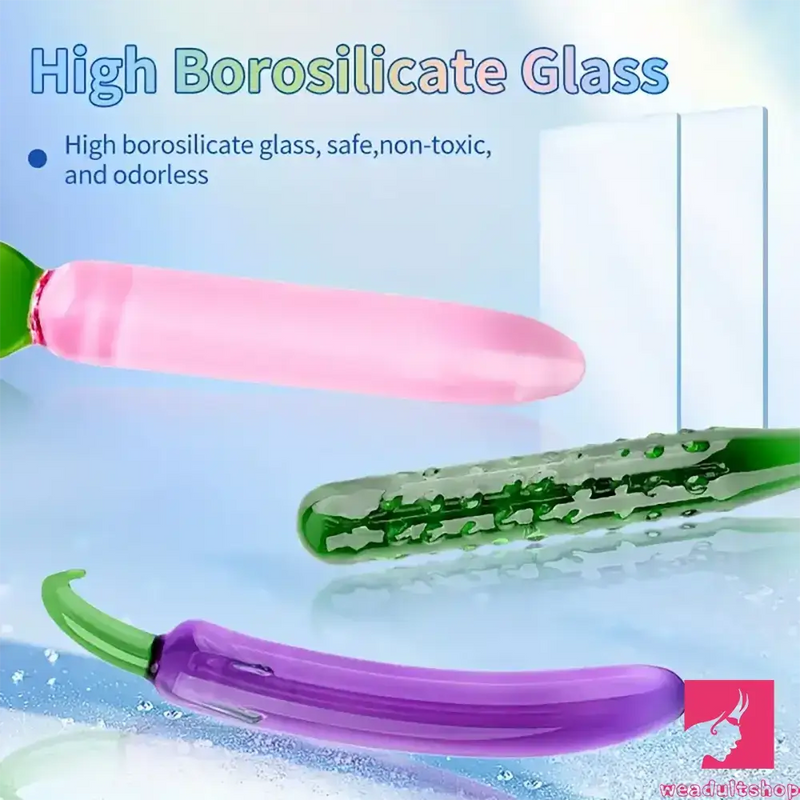 6.2in 7.5in 7.7in Multiple Colors Fruit Vegetable Crystal Glass Anal Dildo