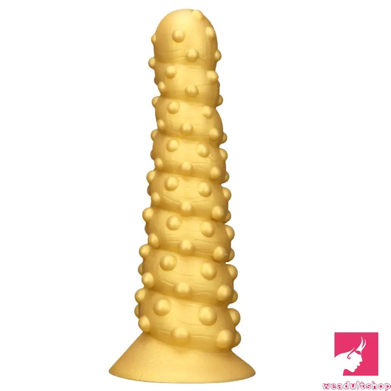 7.48in 11.02in 15in Soft Gold Silicone Spiral Spiked Big Butt Plug Dildo