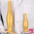 6.7in 11.41in Gold Beer Bottle Silicone Soft Big Real Butt Plug Dildo