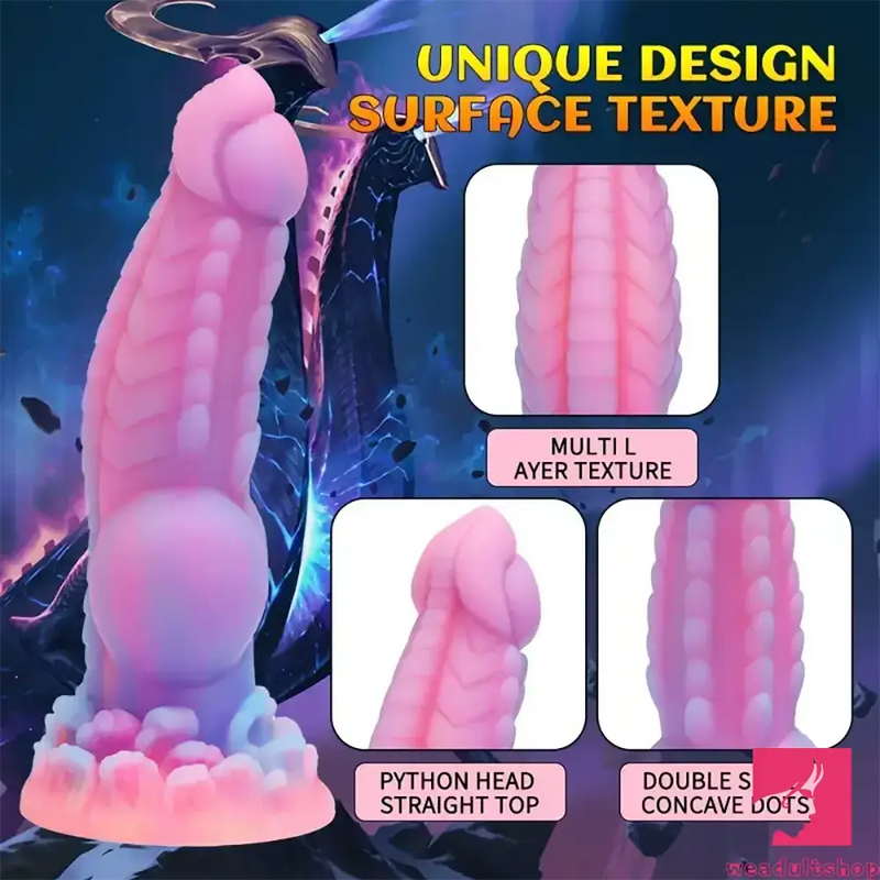 8.14in Colorful Soft Flexible Fantasy Big Luminous Monster Dildo