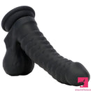 8.07in Black Fantasy Double Layer Silicone Soft Scale Caterpillar Dildo