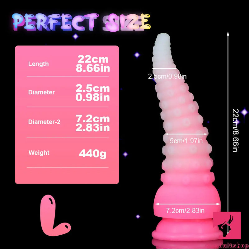 6.42in 7.48in 8.66in Fluorescent Octopus Tentacle Soft Dildo For Couple Sex