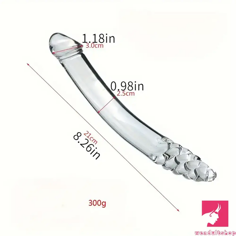 6.49in 8.26in Glass Dual Heads Dildo For Anal Vaginal Orgasm