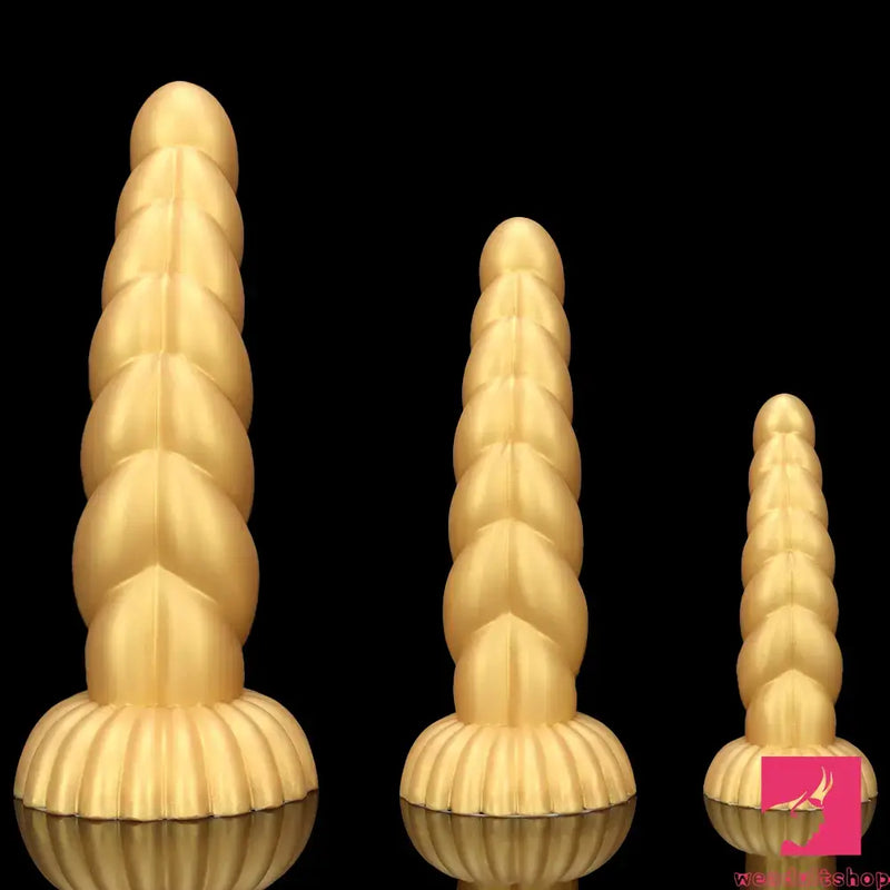 5.51in 7.87in 10.23in Gold Silicone Soft Fantasy Dildo For Anal Sex