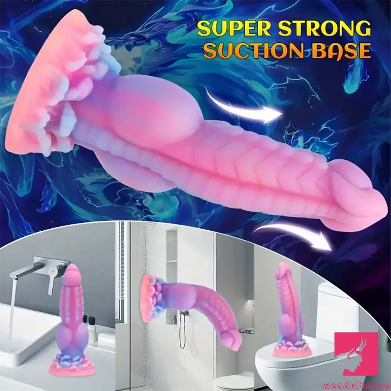 8.14in Colorful Soft Flexible Fantasy Big Luminous Monster Dildo