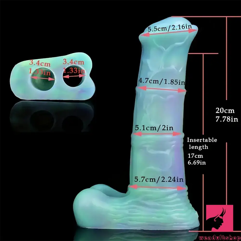 7.78in Liquid Silicone Fantasy Horse Glowing Luminous Real Dildo