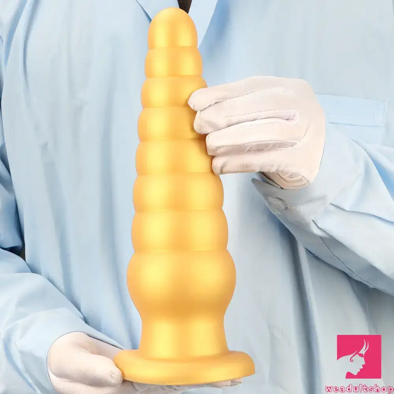 10.63in Soft Silicone Big Gold Butt Plug Dildo For Anal Expansion Orgasm