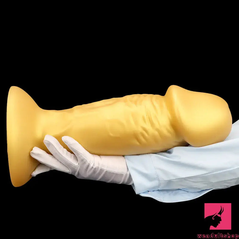 13.38in Super Long Big Silicone Soft Gold Dildo For Women Men