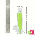 7.08in 8.07in TPE Double Layer Glow-in-the-dark Realistic Clear Dildo