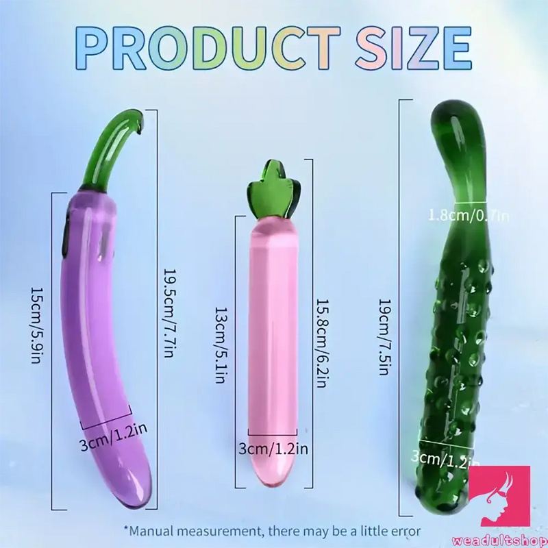 6.2in 7.5in 7.7in Multiple Colors Fruit Vegetable Crystal Glass Anal Dildo