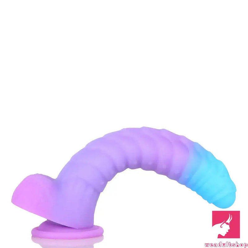 8.15in 9.06in Mixed Color Silicone Gradient Big Soft Odd Dildo Adult Toy