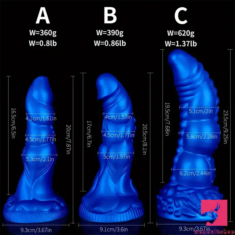 7.87in 8.1in 9.25in Silicone Real Lifelike Monster Soft Bendable Dildo