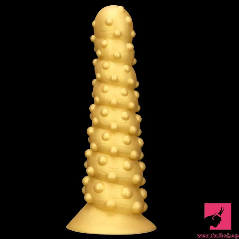 7.48in 11.02in 15in Soft Gold Silicone Spiral Spiked Big Butt Plug Dildo