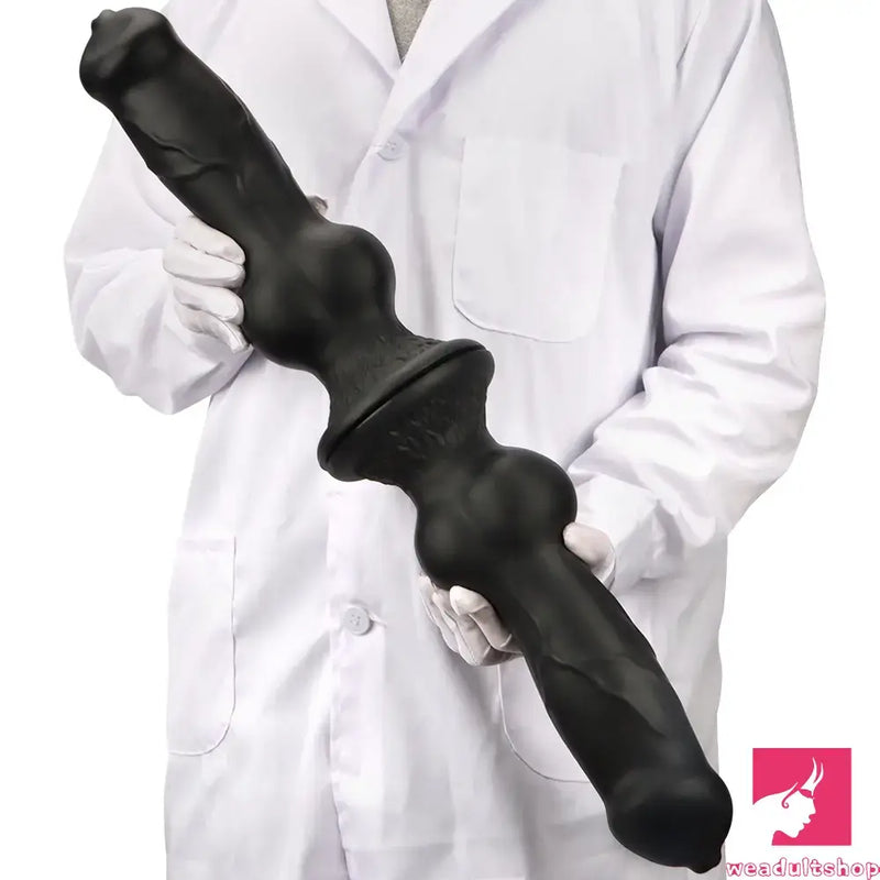 7.28in 7.48in 9.64in 10.62in 13in Big Black Silicone Dog Knotted Dildo