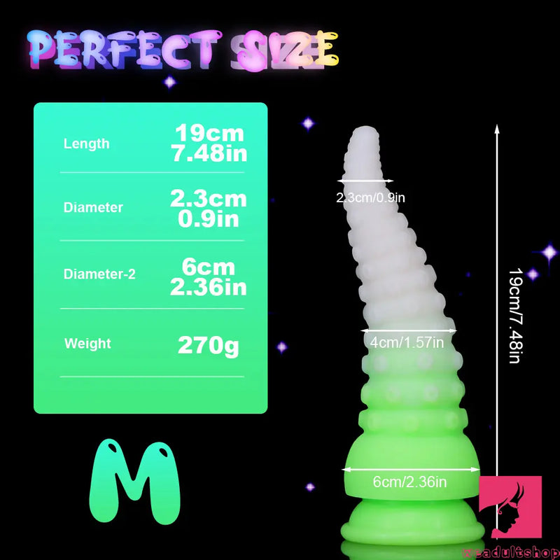 6.42in 7.48in 8.66in Fluorescent Octopus Tentacle Soft Dildo For Couple Sex