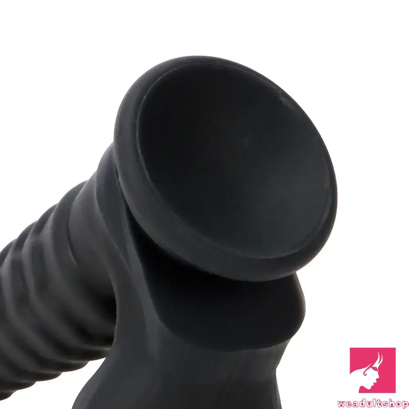 8.07in Black Fantasy Double Layer Silicone Soft Scale Caterpillar Dildo