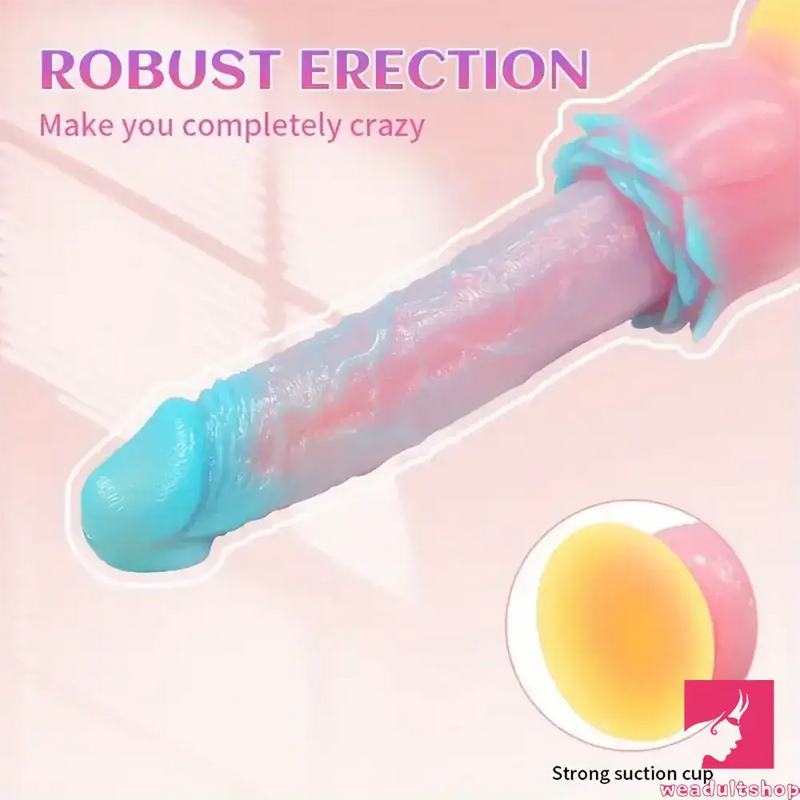 9.84in Silicone Soft Luminous Fantasy Large Dildo With Rose Flower Base