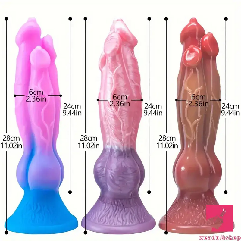 9.44in Colorful Silicone Flexible Fantasy Dog Dildo For BDSM Anal Sex