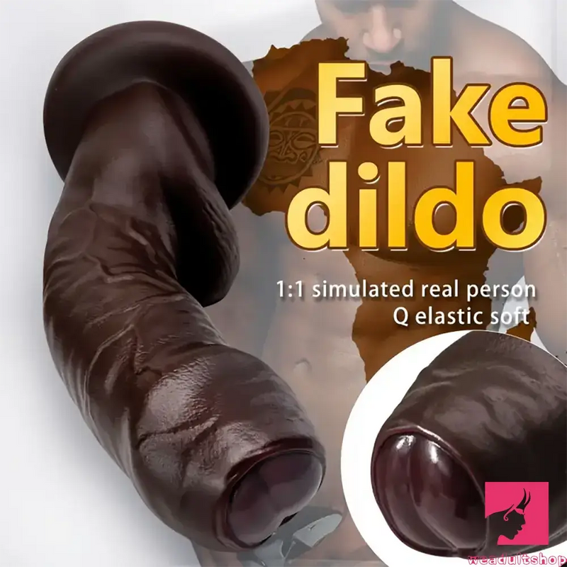 6.29in 8.26in 10.43in XML Ebony Silicone Soft Real Coffee Dildo For Love